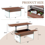 Multifunctional Lift Top Coffee Table -Dark Wood Color Grain Sticker, Essential for Modern W2920P226074