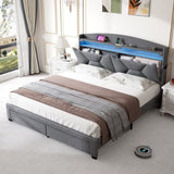 Storage Headboard ,QUEEN Size with RF LED Lights W2239P203009
