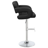 ZUN Black and Chrome Adjustable Bar Stool B062P149093