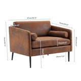 ZUN 97*71*74cm 1.5 Seats Hot Stamping Cloth Surrounding Chair With Pillow Indoor Circle Chair Dark Brown 27920269