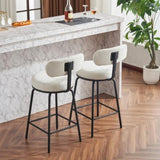 Modern Swivel Bar Stools Set of 2, Boucle Upholstered Counter Height Bar Chairs with Metal Legs & W1901P264272