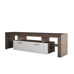 ZUN 20 minutes quick assembly brown simple modern TV stand with the toughened glass shelf cabinet W67943604