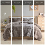 Full/Queen Shaggy Long Fur Comforter Mini Set B03595900