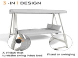 3-in-1 Hanging Patio Swing Bed with Adjustable Canopy 3-Seater Supports 600 lbs 45&deg Tilt Canopy W3979P394109