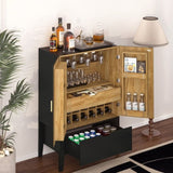 ZUN Lockers,side cabinets,Wine Bar Cabinet,Liquor Storage Credenza,Sideboard with Wine Racks & Stemware W679P151545