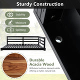 TOPMAX Acacia Wood Porch Swing Bed for Outdoor with Hemp Ropes - Full Size Patio Hanging Bed, 350lbs N717P265860B