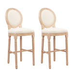 Hengming French Country Wooden Barstools With Upholstered Seating , Beige and Natural,set of 2 W212P185932