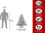 4FT Flocked Christmas Tree Snowy PVC Artificial Holiday Tree with 233 Tips, Compact Full Shape, 27977070