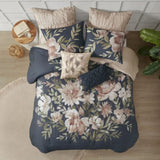 8 Piece Cotton Comforter Set Navy King B035128843