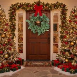 2PCS Set Christmas Wreath Eucalyptus Candle Rings 14.2in Green Artificial plants Home Door Decor 64144945