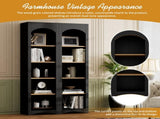 ON-TREND Free Standing 5 Tier Bookshelves, Bookcases Set of 2, Farmhouse Two-Tone Storage Cabinet N721P245734B