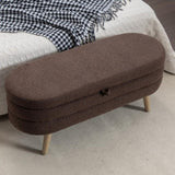 036-Boucle Fabric Storage Bench Bedroom Bench With Wood Legs For Living Room Bedroom Indoor,Brown W527121996