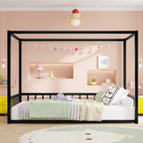 Twin size sunshade floor bed, iron double-size bed frame, modern low-profile double-size bed, W1858P282499