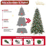 Artificial 4ft Green Christmas Tree with 747PE/PVC Mixed Branch Tips,Red fruit and Pine cone,Hinged 79950502
