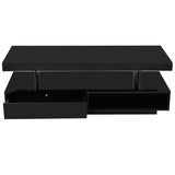 ZUN LED Coffee Table with Storage, Modern Center Table with 2 Drawers and Display Shelves, Accent 35834717