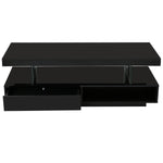 ZUN U-Can LED Coffee Table with Storage, Modern Center Table with 2 Drawers and Display Shelves, Accent WF307038AAB