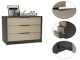 Cannon 3-Drawer Rectangle Dresser Black Wengue and Light Oak B06280504