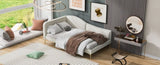 Twin Size Upholstered Daybed with Headboard and Armrest, Support Legs, Beige WF318293AAM