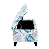 Luxury Storage Ottoman with Floral Patterned Fabric, Soft-Close Hinges, Multi-Functional Footrest & N767P257582F