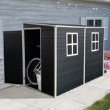 4x8ft Outdoor Storage Shed with Floor Resin shed with Two-Window, Waterproof ,Lockable Doors for 59651629