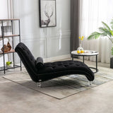 COOMORE Velvet Chaise Lounge Indoor,Button-Tufted Upholstered Chaise Lounge Chair with Pillow for W39538681