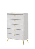 ZUN White 5-Drawer Chest with Pull Handles B062P209053