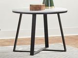 White Faux Marble and Matte Black End Table B062P145601