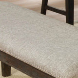 Transitional 1pc BENCH Only Espresso Warm Gray Nail heads Solid wood Fabric Upholstered Padded Seat B011104799