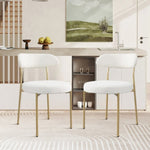 ZUN Boucle Upholstered Dining Chairs with Curved Backrest & Gold Metal Legs Set of 2, Beige W2740P214250