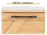 Barn door with 4 flip-down drawers, black metal single-handle, melamine particleboard, embossed 83445772
