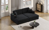 86.5" Oversized Loveseat Chaise Lounge Sectional Sofa Bed Corduroy Sleeper Sofa with USB Ports , N719P232602B