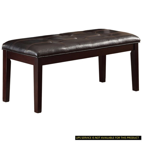 ZUN Espresso Finish 1pc Dining Bench Faux Leather Upholstered Button-Tufted Top Seat Transitional Dining B01165810