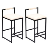 Set of 2 Barstools Faux Leather Upholstered Bar Stools Modern Metal Frame Dining Chairs for Counter, W1757P163456