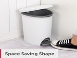 (2 pack) Small Bathroom Trash Can, 2.6 Gallon Plastic Garbage Bucket Bin with Step Lid, White 90924246