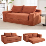 Loveseat Sofa with Memory Foam & Steel Frame - No Assembly, Convertible 2-in-1 Design, Corduroy W2959P278453