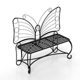 ZUN Butterfly Cast Metal Garden Bench, Outdoor Bench Patio Seat, Park Bench Outdoor Seating for Garden, W2167P190136