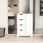 ZUN White freestanding floor storage cabinet with adjustable shelves, 4 drawers and 1 door W28222278