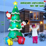 ZUN 8FT Inflatable Santa Claus Snowman On Christmas Tree w/LED Lights Outdoor Decor 07288823