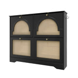 Mid-Century Narrow Design Tipping Bucket Shoe Cabinet with 4 Flip Drawers, Elegant Entryway Shoe N721P288701B