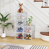 6-Piece Medium White Plastic Mesh Shoe Box Set - 35.00*25.00*19.00cm, Modular Design for Home 15361291