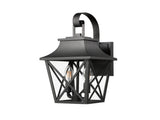 Black Outdoor Wall Lantern 2-Light, Large Outside Modern Wall Sconce Fixture, Industrial Porch W2714P218530