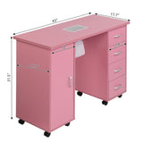 MDF Single Door 4 Drawers With Fan Pink Nail Table 67295863