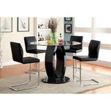Set of 2 Padded Leatherette Dining Chairs in Black and Chrome Finish B016P156820