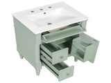 24 Inch Bathroom Vanity with Sink, Green Freestanding Bathroom Cabinet with Flip Drawer, Adjustable 55079324