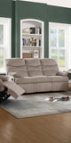 Luxurious Velvet Light Brown Color 3-Seater Manual Recliner Sofa Couch Manual Motion Plush Armrest B011P163891