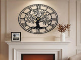 Black Tree of Life Decorative Wall Clock, 27 Non-Ticking Quartz Movement Easy to Read 86491355