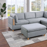 Living Room Furniture Ottoman Light Grey Dorris Fabric 1pc Cushion ottomans Wooden Legs B01147399
