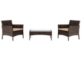 2pcs Arm Chairs 1pc Love Seat & Tempered Glass Coffee Table Rattan Sofa Set Brown Gradient 57903633