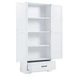 Tall Bathroom Storage Cabinet, Cabinet with Two Doors and One Drawer, Adjustable Shelf, MDF Board, 54458299