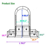 Metal Garden Arch with Gate 79.5'' Wide x 86.6'' High Climbing Plants Support Rose Arch Outdoor 50043989
